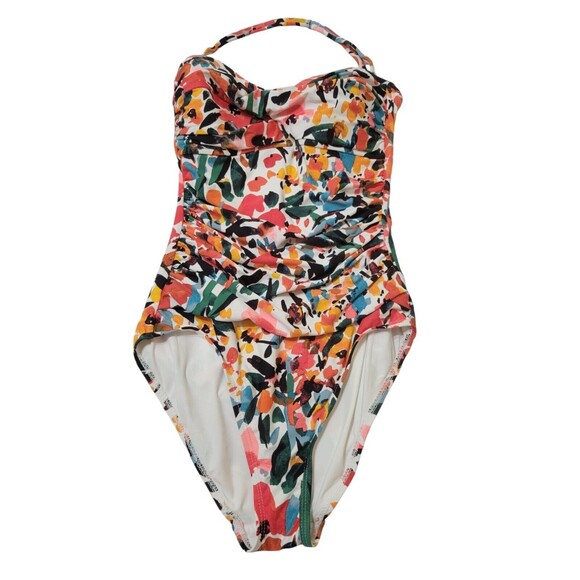 Anne Cole Twist Front Shirred Bandeau Removable Strap One Piece Sz 6 D14 - Picture 3 of 12